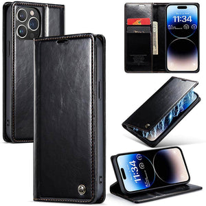 CASEKIS Luxury Flip Leather Phone Case Black