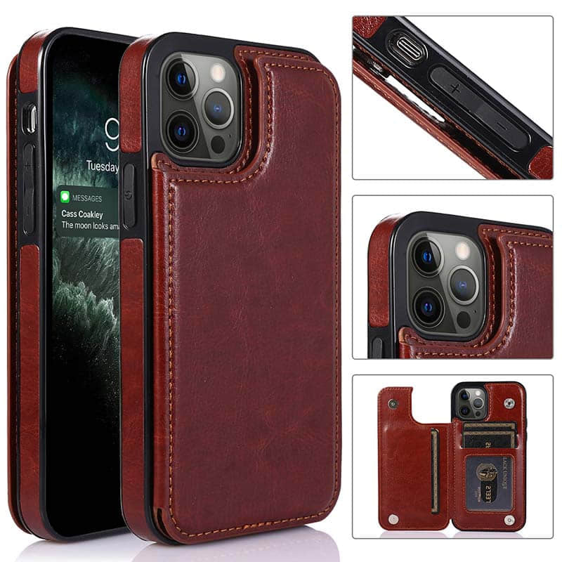 Casekis Leather Wallet Phone Case Brown