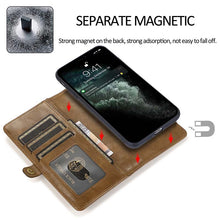 Load image into Gallery viewer, Casekis Magnetic Detachable 9 Cards Leather Phone Case Brown
