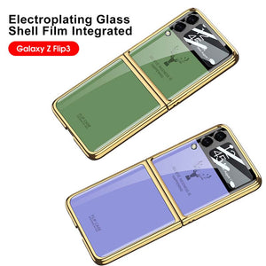 Casekis Fashion Glass Electroplated Phone Case-Elk for Galaxy Z Flip 3 5G