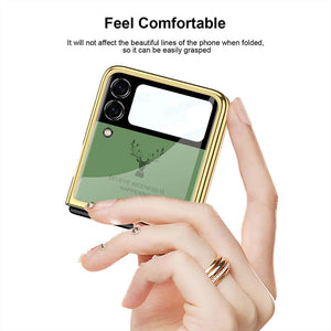 Casekis Fashion Glass Electroplated Phone Case-Elk for Galaxy Z Flip 3 5G