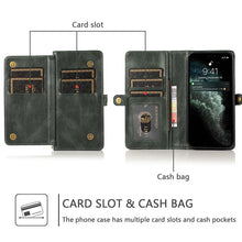 Load image into Gallery viewer, Casekis Magnetic Detachable 9 Cards Leather Phone Case Green
