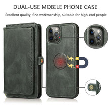 Load image into Gallery viewer, Casekis Magnetic Detachable 9 Cards Leather Phone Case Green
