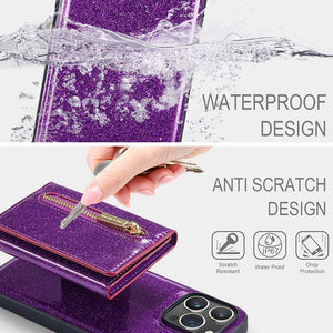 Casekis Glitter Cardholer Magnetic Phone Case for iPhone 14 Pro