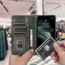 Load image into Gallery viewer, Casekis Magnetic Detachable 9 Cards Leather Phone Case Green
