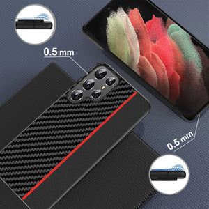 Casekis Carbon Fiber Texture Leather PU Case for Galaxy S22 Series
