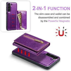 Casekis Glitter Cardholer Magnetic Phone Case for Galaxy S23 5G