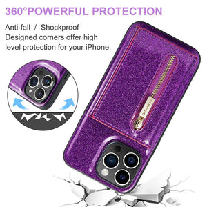 Casekis Glitter Cardholer Magnetic Phone Case for iPhone 14 Pro