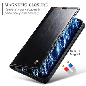 CASEKIS Luxury Flip Leather Phone Case Black