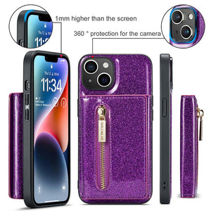 Casekis Glitter Cardholer Magnetic Phone Case for iPhone 14 Plus