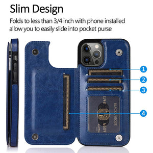 Casekis Leather Wallet Phone Case Blue