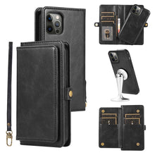 Load image into Gallery viewer, Casekis Magnetic Detachable 9 Cards Leather Phone Case Black
