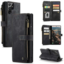 Load image into Gallery viewer, Casekis Leather Zipper Phone Case For Galaxy S22 Ultra 5G Blue
