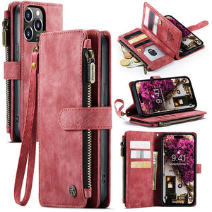 Casekis Leather Zipper Phone Case For iPhone 14 Pro Max