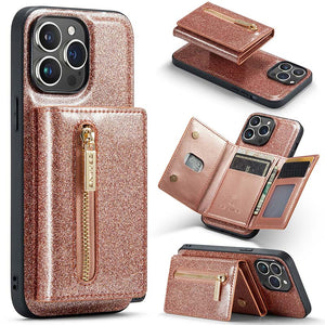 Casekis Glitter Cardholer Magnetic Phone Case for iPhone 14 Pro