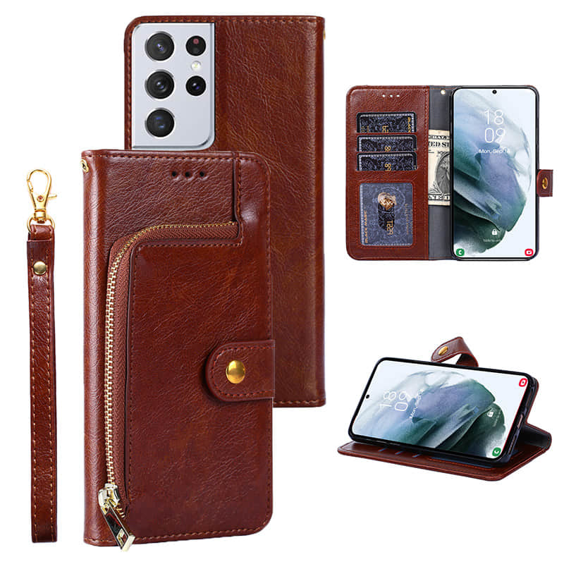 Samsung Galaxy Cardholder Case Zipper Wallet Leather Flip Phone Case - Casekis